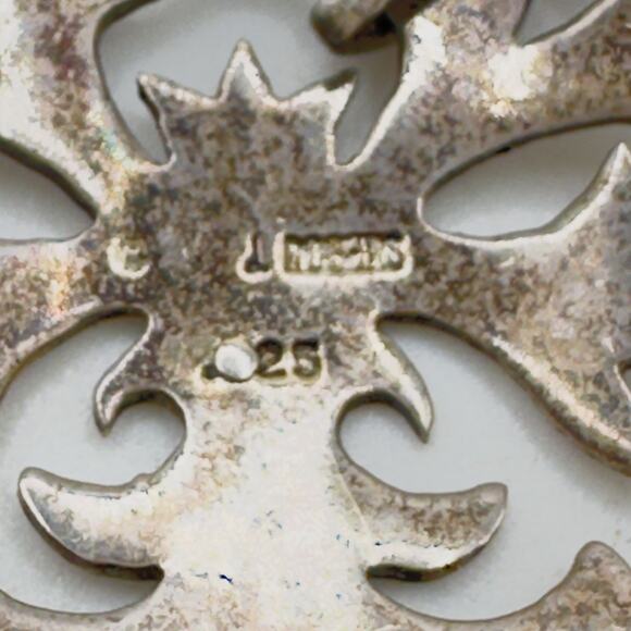 Vintage Cut Out Heart Pendant & Earrings Set Ster. Silver 925 Signed J. Rogers - Picture 8 of 13